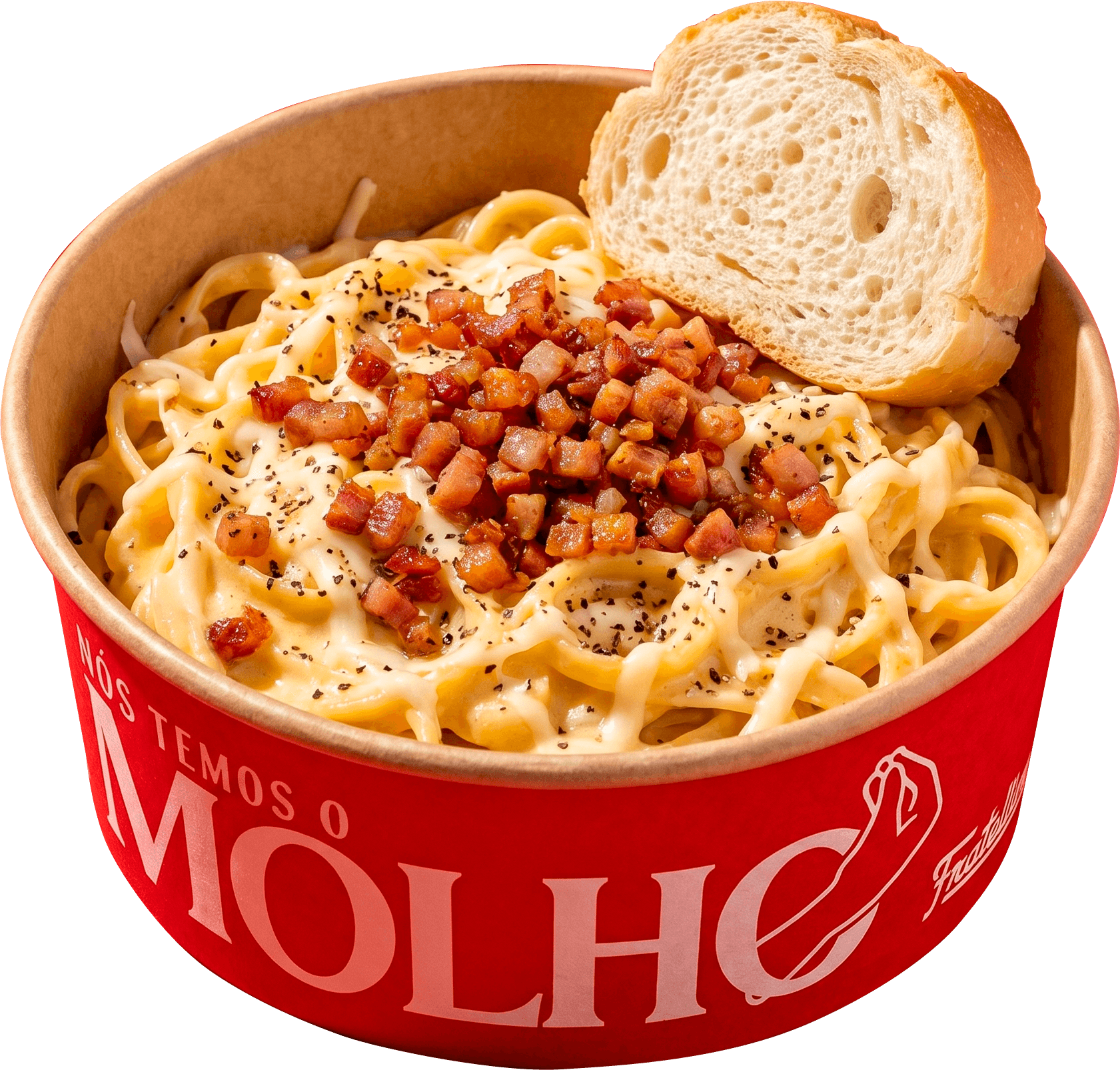 Carbonara servido no pote Fratellino